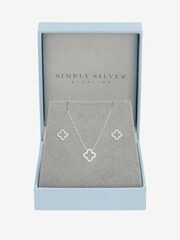 Simply Silver Sterling Silver 925 Cubic Zirconia Pave Open Clover Gift Box Set - Image 1 of 4