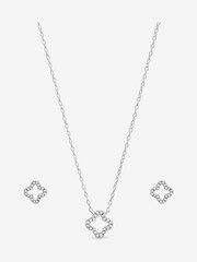 Simply Silver Sterling Silver 925 Cubic Zirconia Pave Open Clover Gift Box Set - Image 2 of 4
