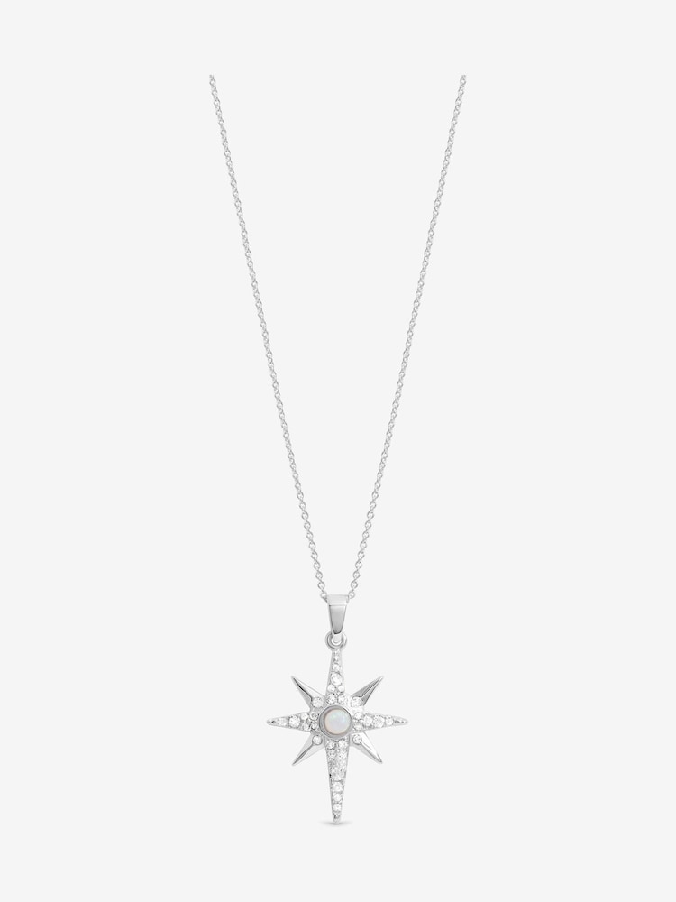 Simply Silver 925 Sterling Silver Cubic Zirconia and Opal Celestial Pendant - Image 3 of 3