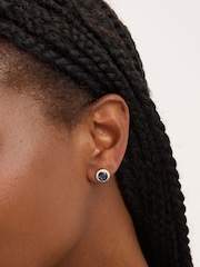 Simply Silver 925 Sterling Silver Cubic Zirconia Sapphire Halo Stud Earrings - Image 3 of 3