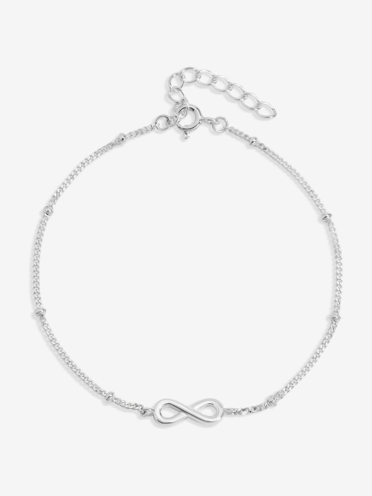 Simply Silver Silver Tone Polished Infinity Station Chain Bracelet - Image 1 of 4 Simply Silver Silver Tone Polished Infinity Station Chain Bracelet - Image 1 of 4