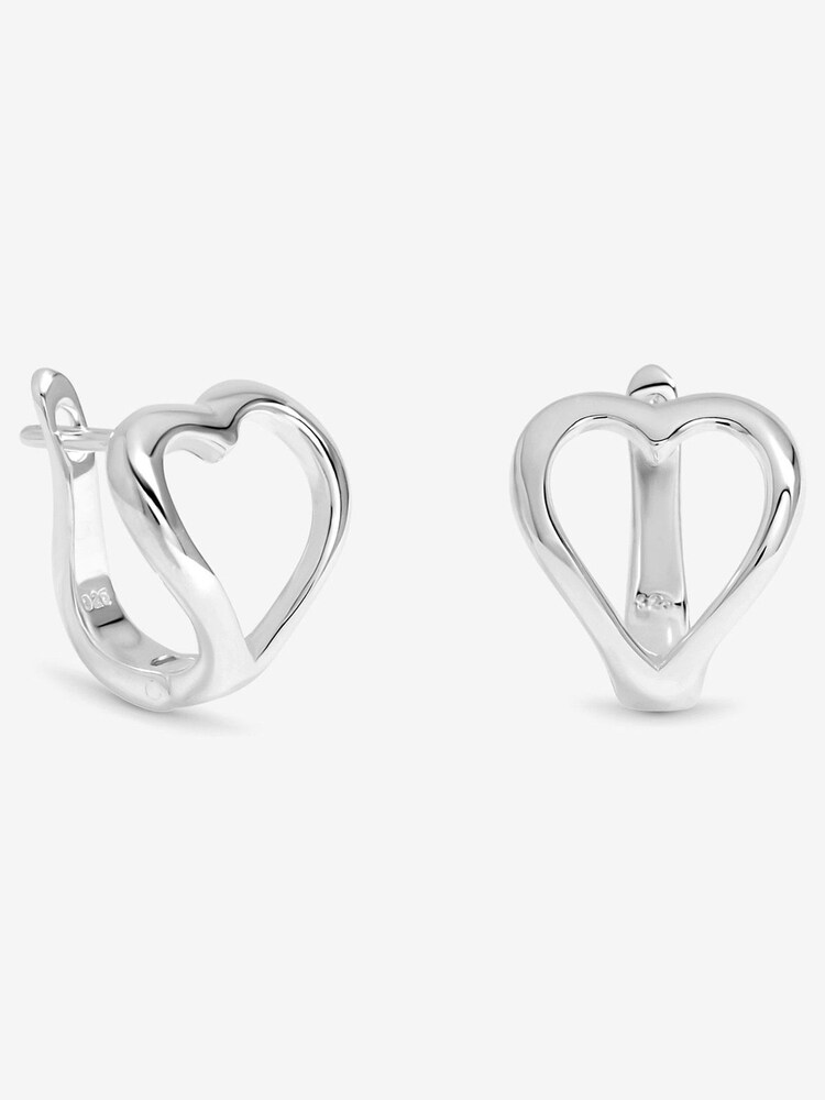 Simply Silver 925 Sterling Silver Polished Heart Hoop Earrings - Image 1 of 3