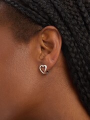 Simply Silver 925 Sterling Silver Polished Heart Hoop Earrings - Image 2 of 3