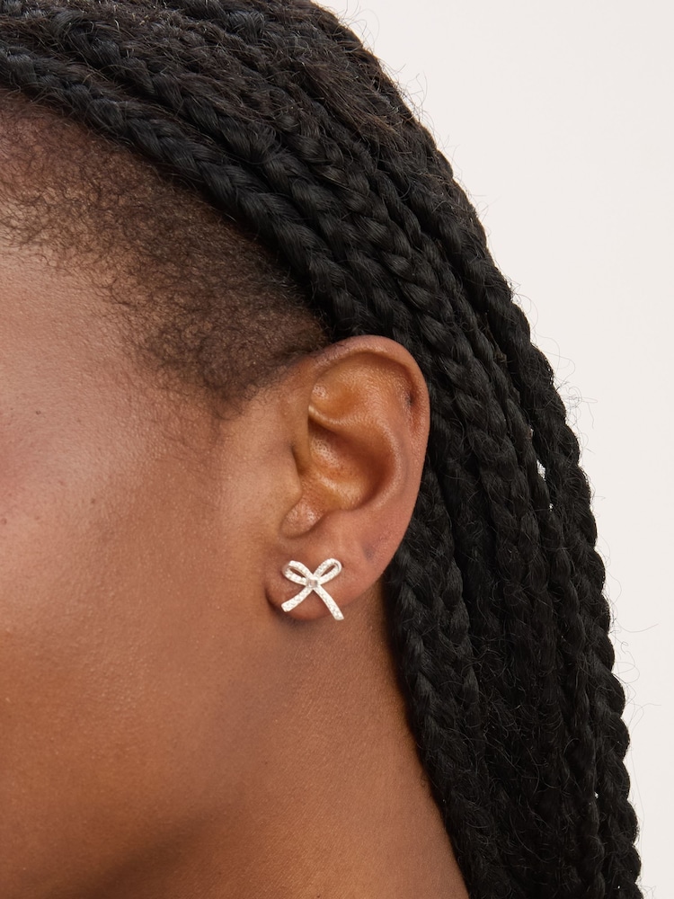 Simply Silver Sterling Silver 925 Pave Bow Stud Earrings - Image 2 of 2 Simply Silver Sterling Silver 925 Pave Bow Stud Earrings - Image 2 of 2