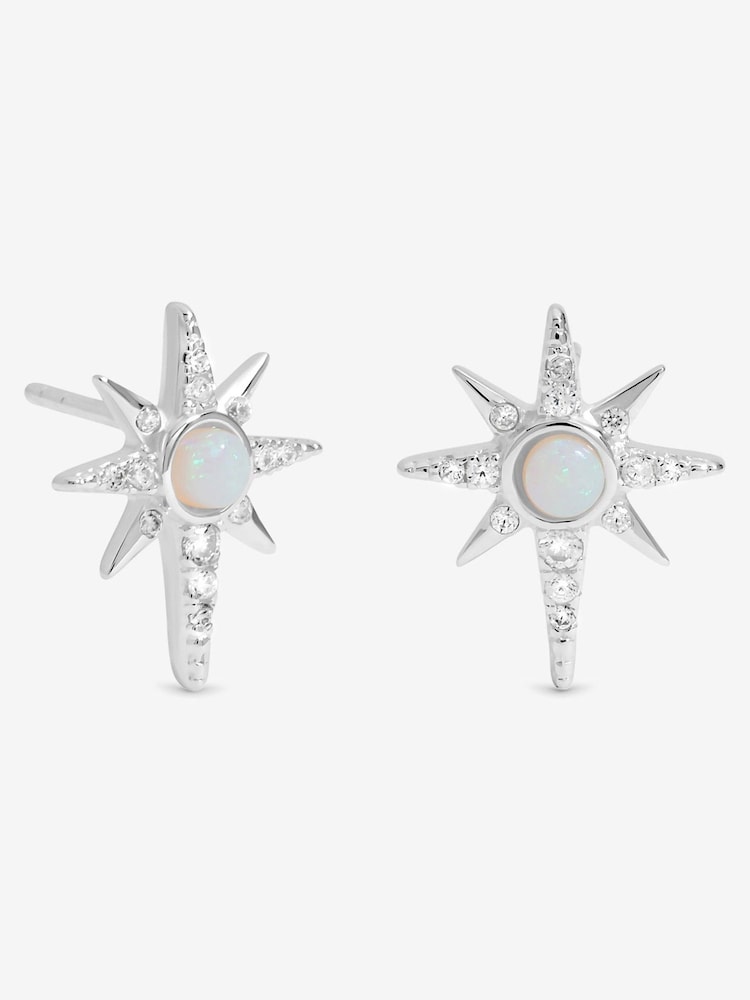 Simply Silver 925 Sterling Silver Celestial Opal Stud Earrings - Image 1 of 1 Simply Silver 925 Sterling Silver Celestial Opal Stud Earrings - Image 1 of 1