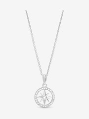 Simply Silver 925 Sterling Silver Cubic Zirconia Pave Celestial Pendant Necklace - Image 1 of 4