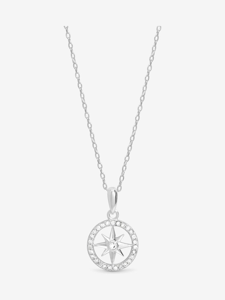 Simply Silver 925 Sterling Silver Cubic Zirconia Pave Celestial Pendant Necklace - Image 1 of 4 Simply Silver 925 Sterling Silver Cubic Zirconia Pave Celestial Pendant Necklace - Image 1 of 4