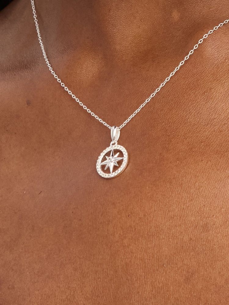 Simply Silver 925 Sterling Silver Cubic Zirconia Pave Celestial Pendant Necklace - Image 4 of 4 Simply Silver 925 Sterling Silver Cubic Zirconia Pave Celestial Pendant Necklace - Image 4 of 4