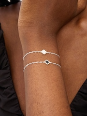 Simply Silver Sterling Silver 925 Pave and Jet Clover Bracelet - Image 3 of 3