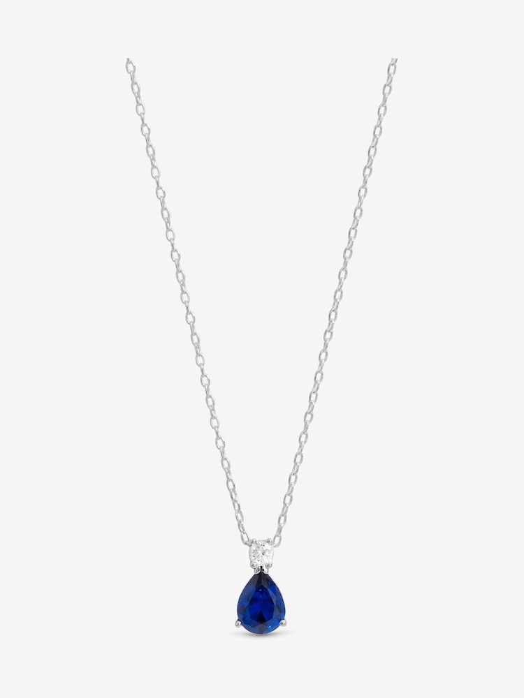 Simply Silver Silver Cubic Zirconia Sapphire Pendant - Image 1 of 3 Simply Silver Silver Cubic Zirconia Sapphire Pendant - Image 1 of 3