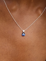 Simply Silver Silver Cubic Zirconia Sapphire Pendant - Image 2 of 3