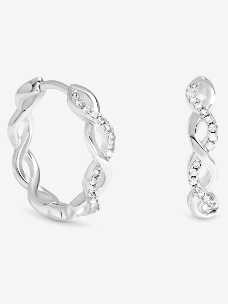 Simply Silver 925 Sterling Silver Cubic Zirconia Infinity Hoop Earrings - Image 1 of 3 Simply Silver 925 Sterling Silver Cubic Zirconia Infinity Hoop Earrings - Image 1 of 3
