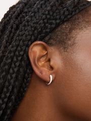 Simply Silver 925 Sterling Silver Polished Textured Snake Huggie Hoop Earrings - Image 3 of 3