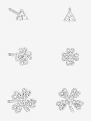 Simply Silver 925 Sterling Silver Polished and Cubic Zirconia Clover - 3 Pack - Image 1 of 3