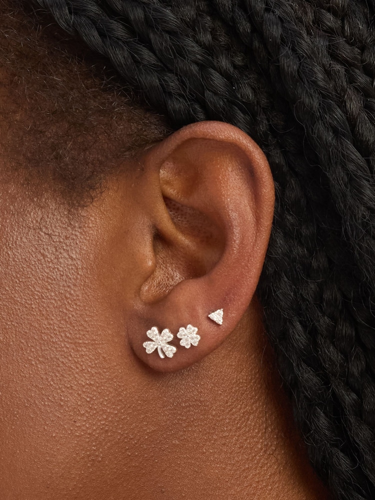 Simply Silver 925 Sterling Silver Polished and Cubic Zirconia Clover - 3 Pack - Image 3 of 3