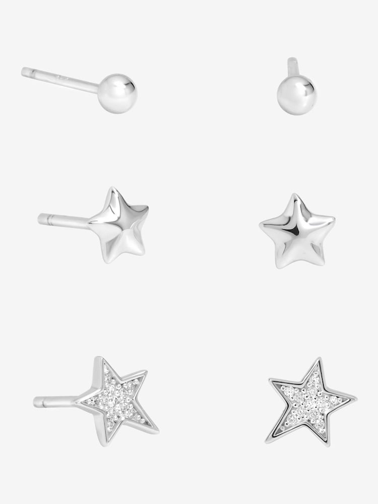Simply Silver Silver Tone Cubic Zirconia Celestial Earrings Pack of 3 - Image 1 of 3