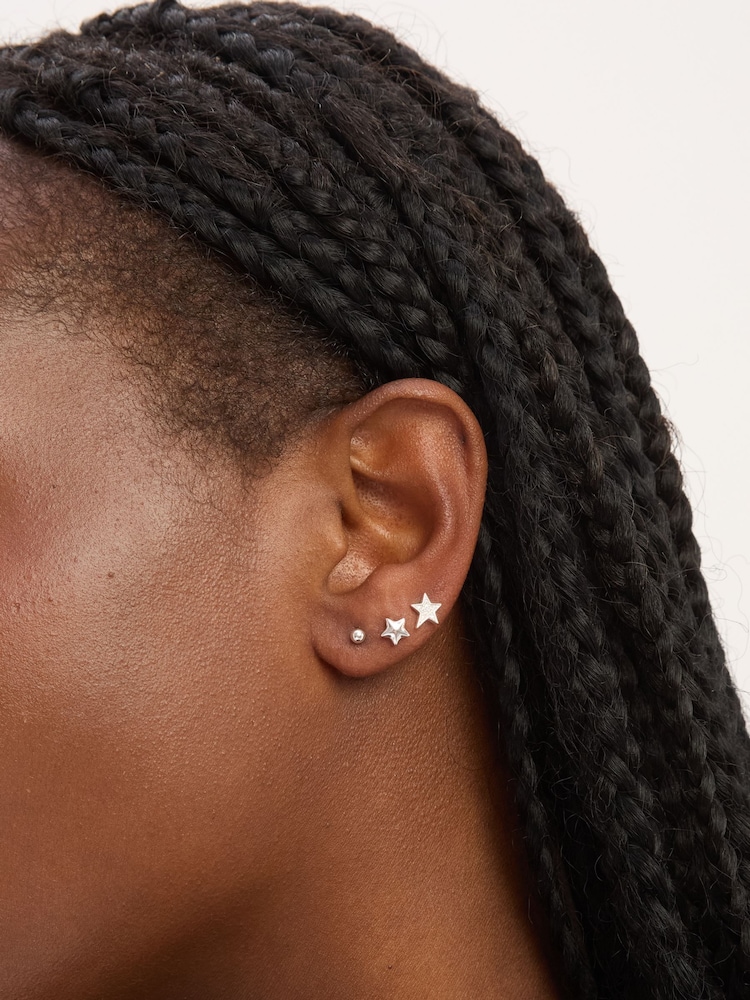 Simply Silver Silver Tone Cubic Zirconia Celestial Earrings Pack of 3 - Image 3 of 3 Simply Silver Silver Tone Cubic Zirconia Celestial Earrings Pack of 3 - Image 3 of 3