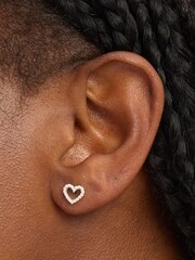 Simply Silver Silver Tone Cubic Zirconia Open Heart Earrings Gift Sleeve - Image 3 of 4