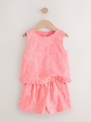 Pink Gingham Peplum Blouse and Shorts Set (3-16yrs) - Image 5 of 10