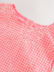 Pink Gingham Peplum Blouse and Shorts Set (3-16yrs) - Image 7 of 10