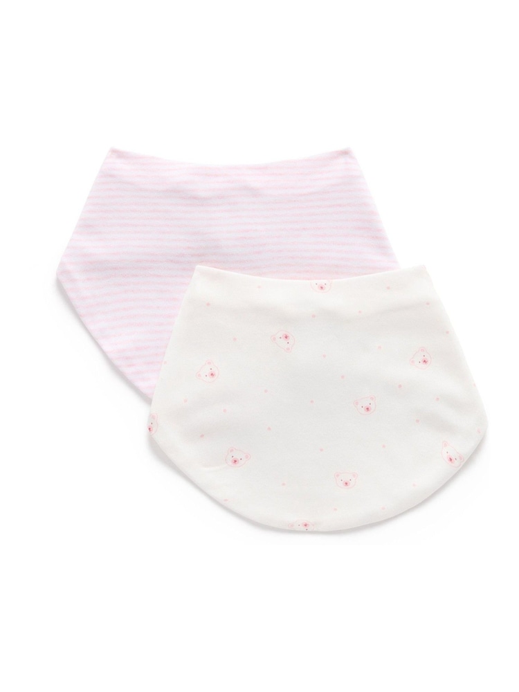 Purebaby Pink 2 Pack Essential Dribble Bibs - Image 1 of 2 Purebaby Pink 2 Pack Essential Dribble Bibs - Image 1 of 2