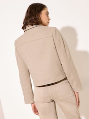 Friends Like These Oatmeal Short Zip Through Cosy Jacket - Image 4 of 5