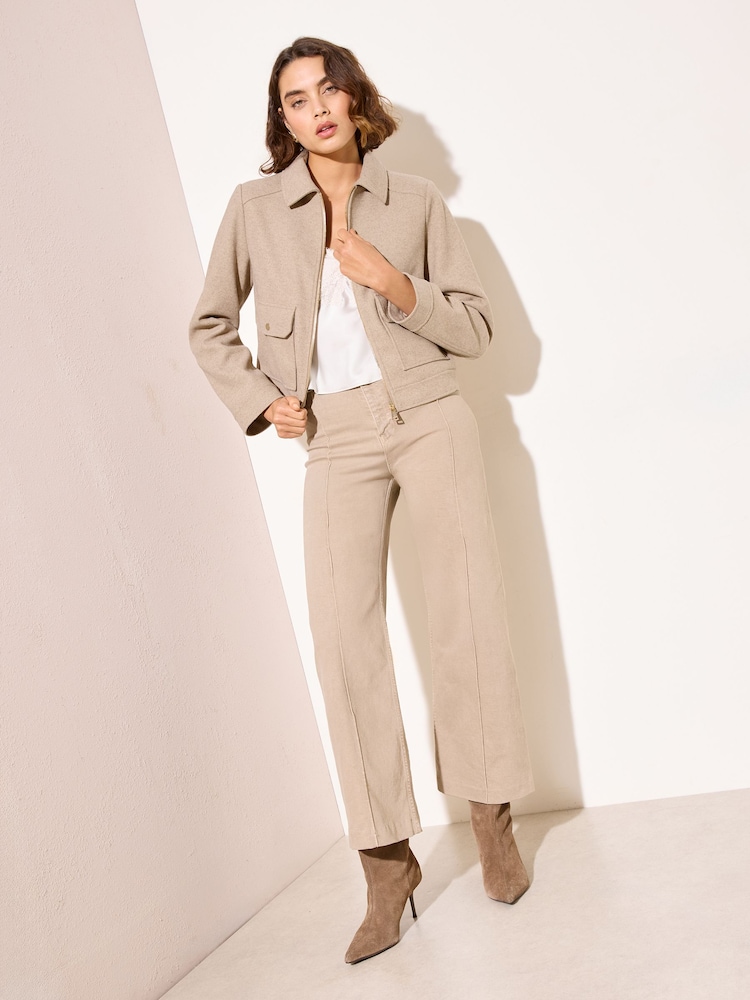 Friends Like These Oatmeal Short Zip Through Cosy Jacket - Image 5 of 5