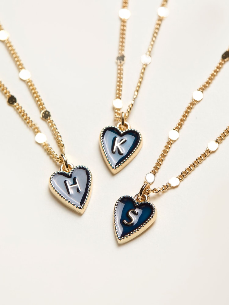 FatFace Navy Alphabet Heart Necklace - Image 3 of 3 FatFace Navy Alphabet Heart Necklace - Image 3 of 3