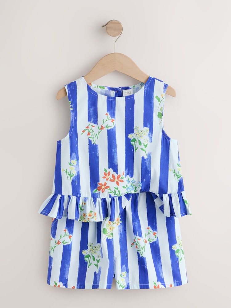 Blue Stripe Peplum Blouse and Shorts Set (3-16yrs) - Image 2 of 6