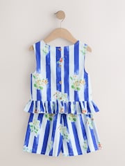 Blue Stripe Peplum Blouse and Shorts Set (3-16yrs) - Image 3 of 6