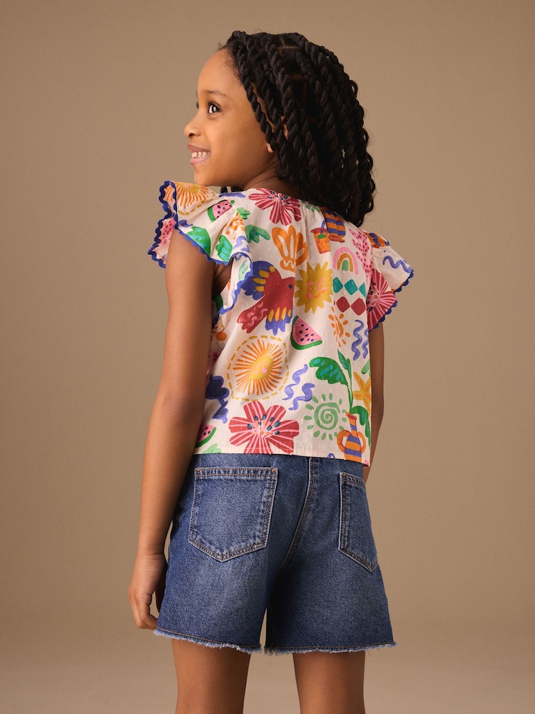 Leuchtende Farben/Tropenprint - Bluse mit Schnürung vorne (3-16Jahre) - Bild 2 von 7