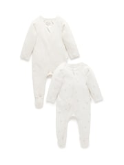 Purebaby Natural Zip Baby Sleepsuits 2 Pack - Image 2 of 5