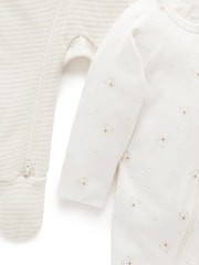 Purebaby Natural Zip Baby Sleepsuits 2 Pack - Image 4 of 5