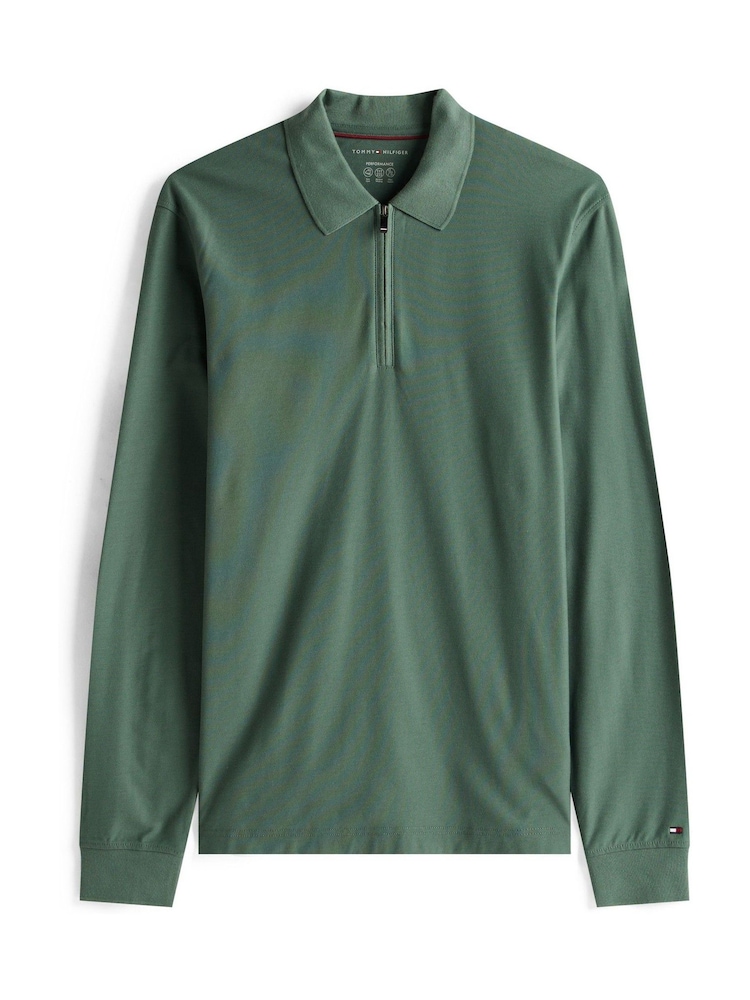 Tommy Hilfiger Green Regular Fit Long Sleeve Polo Shirt - Image 5 of 5 Tommy Hilfiger Green Regular Fit Long Sleeve Polo Shirt - Image 5 of 5