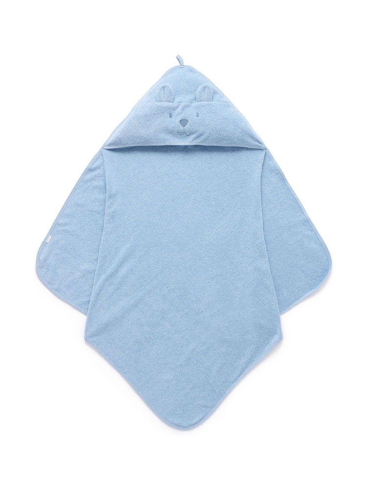 Purebaby Blue Essential Bear Towel - Image 1 of 5 Purebaby Blue Essential Bear Towel - Image 1 of 5