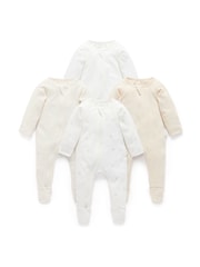 Purebaby Vanilla Bear Zip Sleepsuits 4 Pack - Image 1 of 6