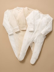 Purebaby Vanilla Bear Zip Sleepsuits 4 Pack - Image 3 of 6