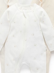 Purebaby Vanilla Bear Zip Sleepsuits 4 Pack - Image 5 of 6