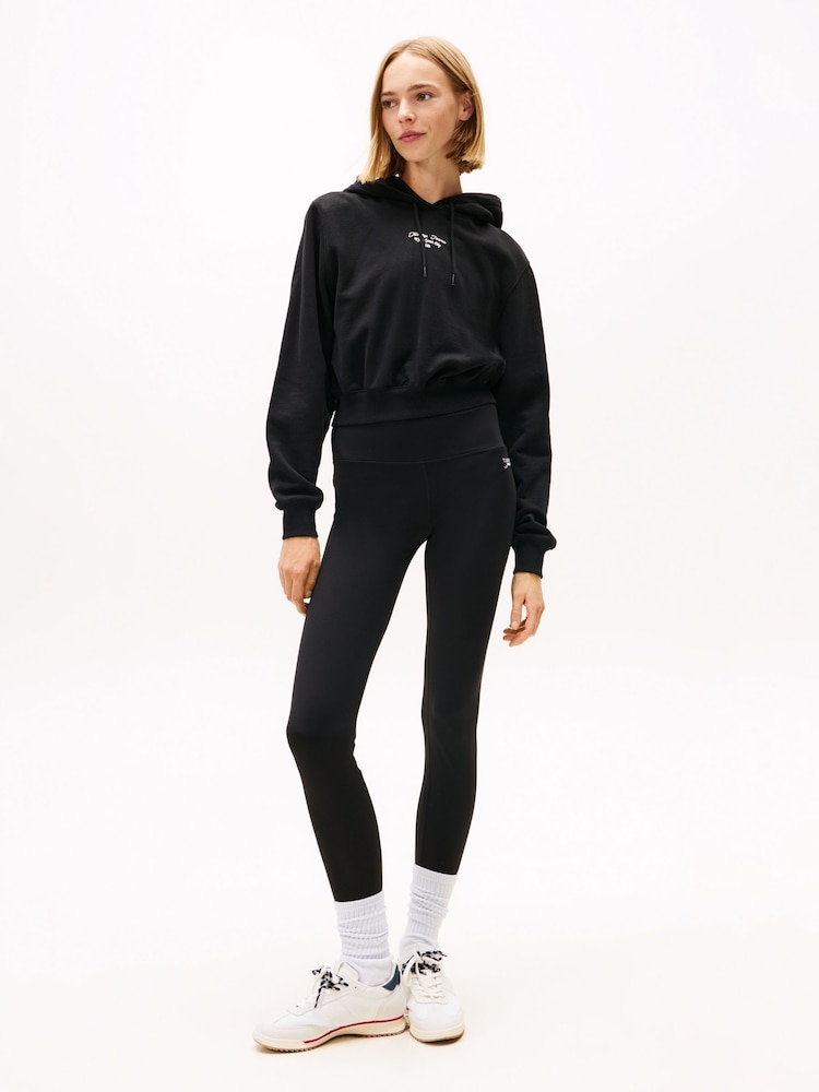 Tommy Jeans Black Metallic Logo Full Length Leggings - Image 1 of 5 Tommy Jeans Black Metallic Logo Full Length Leggings - Image 1 of 5