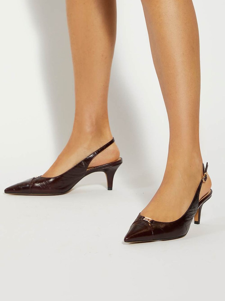 Dune London Red Distinctive Brand Plated Slingback Shoes - Image 1 of 6