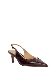 Dune London Red Distinctive Brand Plated Slingback Shoes - Image 3 of 6