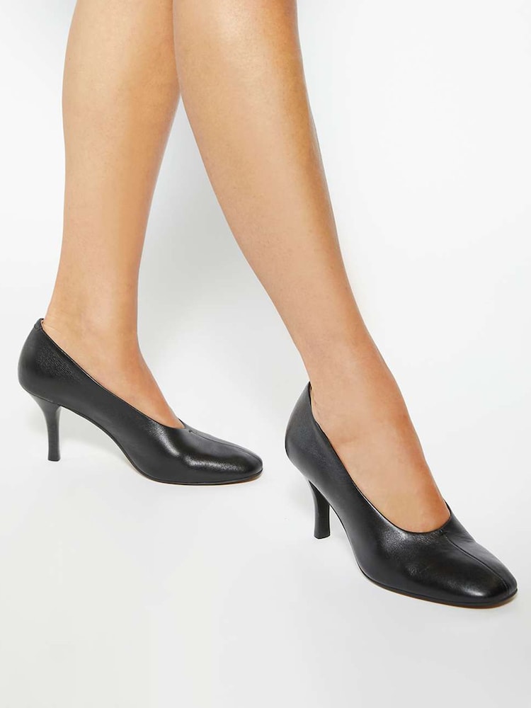 Dune London Black Abundant Round Toe High Cut Court Shoes - Image 1 of 6 Dune London Black Abundant Round Toe High Cut Court Shoes - Image 1 of 6