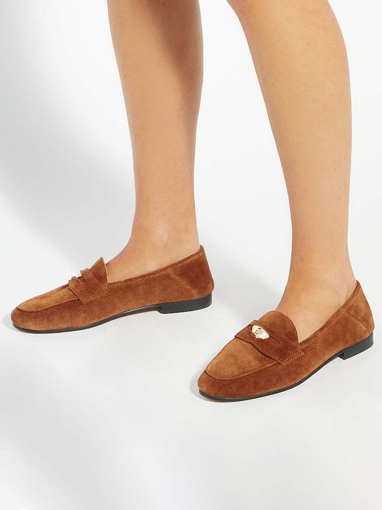 Dune London Brown Greek Slim Sole Loafers - Image 1 of 6 Dune London Brown Greek Slim Sole Loafers - Image 1 of 6
