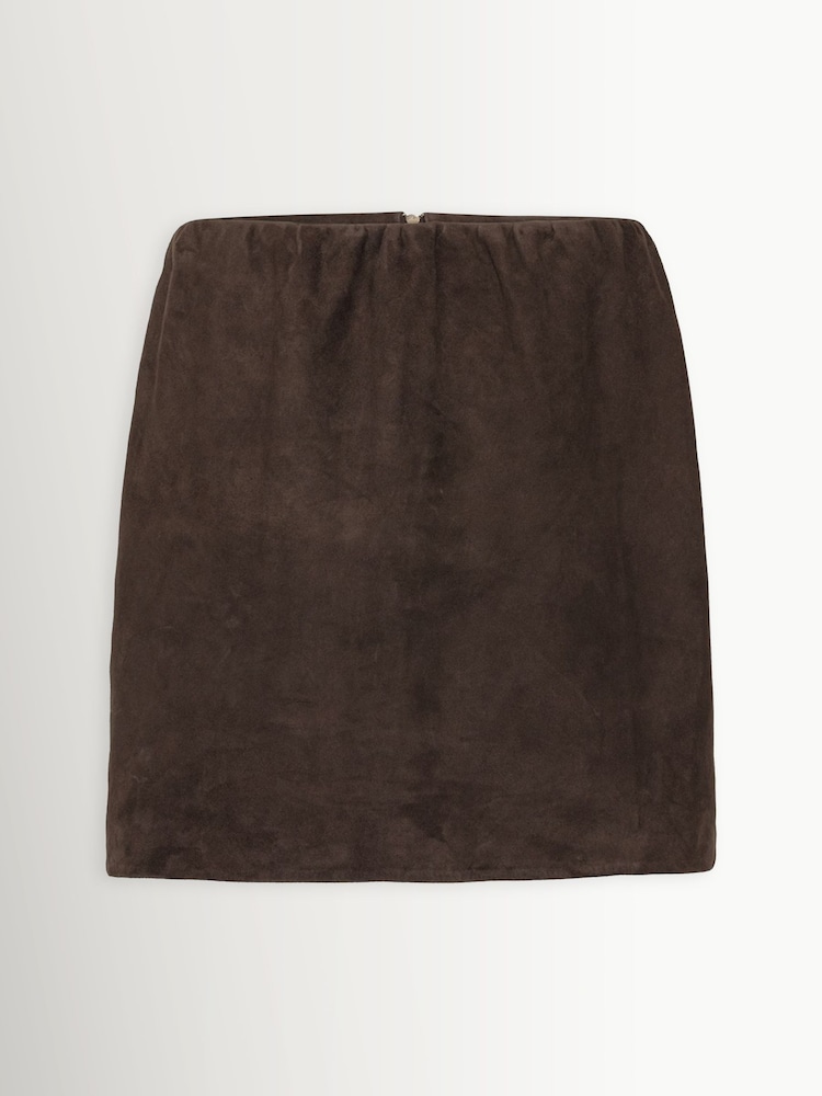 Rotate Brown Suede Mini Bell Skirt - Image 1 of 3