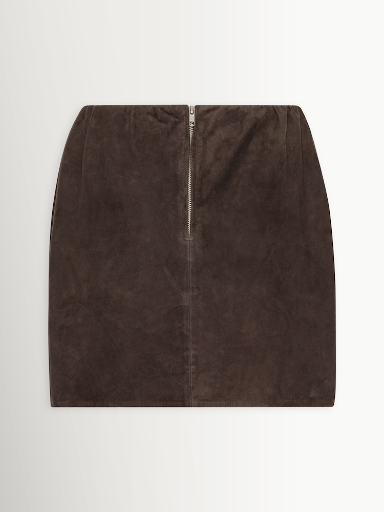Rotate Brown Suede Mini Bell Skirt - Image 2 of 3