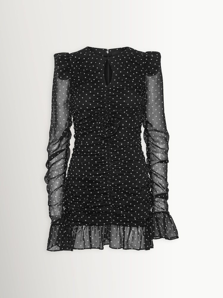 polka dot sheer sleeve dress Buy Rotate Black Polka Dot Sheer Long-Sleeve Mini Dress from Next USA