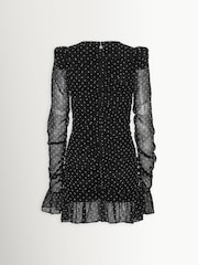 Rotate Black Polka Dot Sheer Long-Sleeve Mini Dress - Image 5 of 6