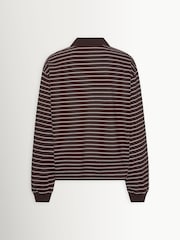 Rotate Brown Pique Longsleeve Stripe Polo Shirt - Image 2 of 3