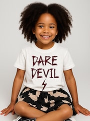 Religion White Dare Devil Slogan T-Shirt With Lightning Bolt - Image 1 of 4