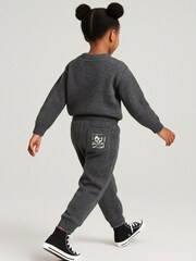 Religion Grey Skully Knitted Joggers With Small Skull & Crossbone Contrast Logo - Image 2 of 5